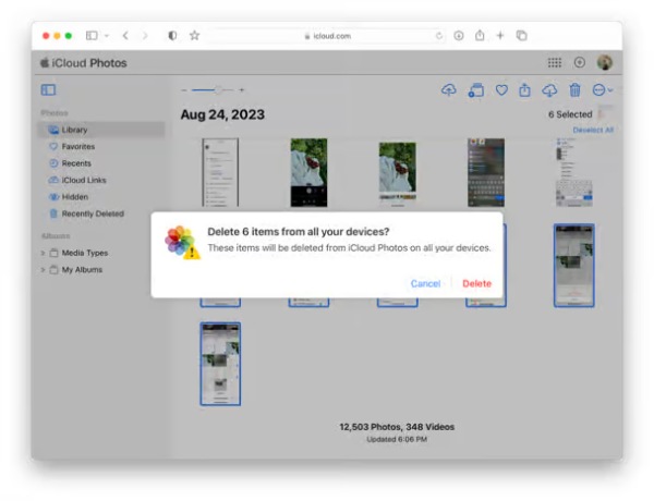 Διαγραφή όλων των φωτογραφιών σε Mac