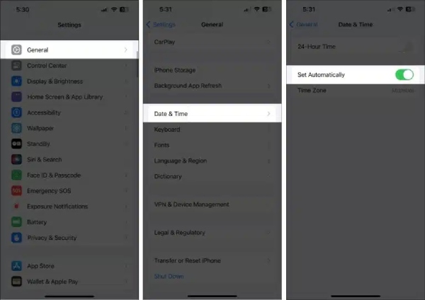 Comprueba la fecha y la hora.