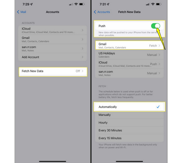 Aktywuj ustawienia pobierania i przesyłania poczty