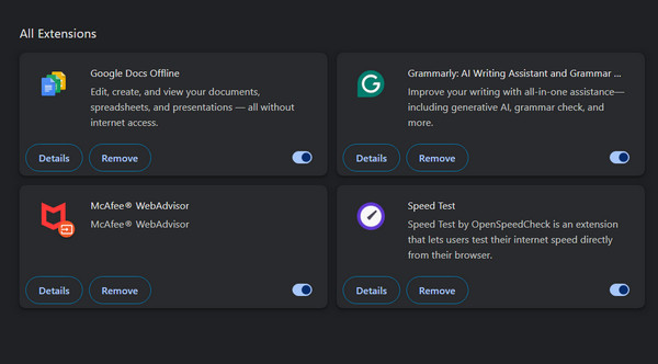 Deshabilitar las extensiones del navegador