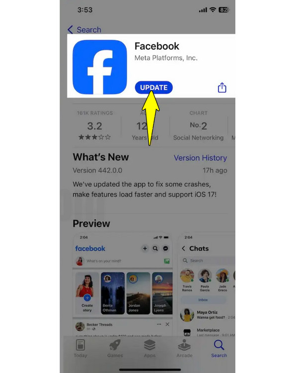 Actualiza la aplicación de Facebook