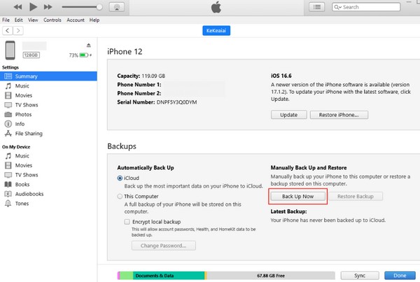 Copiere de rezervă cu iTunes