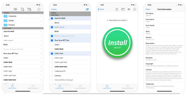 Anyfont Endre skrifttype på iPhone