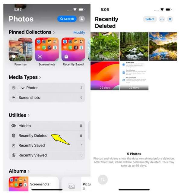 Récupérer des photos récemment supprimées