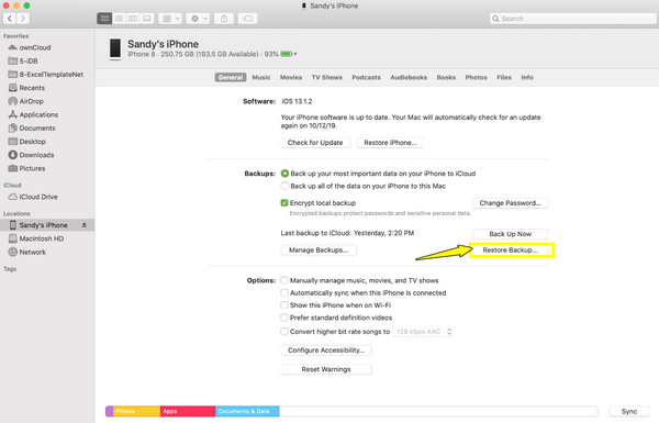 iTunes Finder Odzyskiwanie usuniętego tekstu na iPhonie