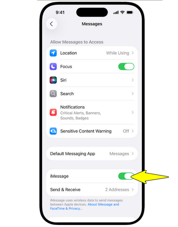 ตรวจสอบการตั้งค่า iMessage