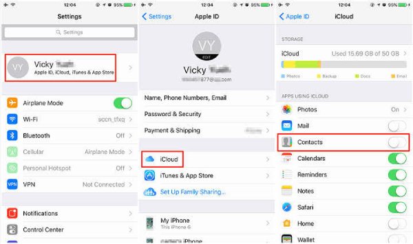 Sincronizați contactele dispărute iCloud iPhone