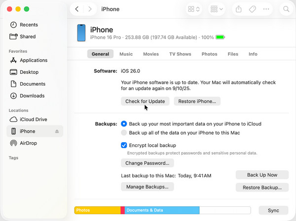อัปเดต iTunes/Finder