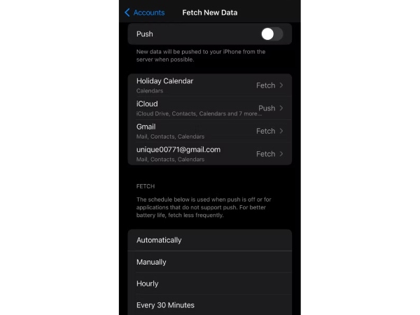 Establecer Push y Manual