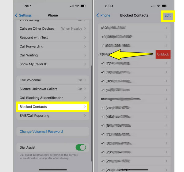 Verificar números bloqueados