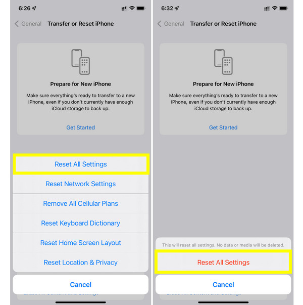 Restablecer todos los ajustes