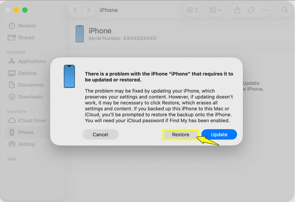 Modo de recuperación iPhone con pantalla roja