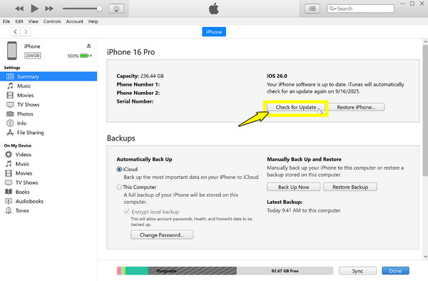Actualización de pantalla roja del iPhone