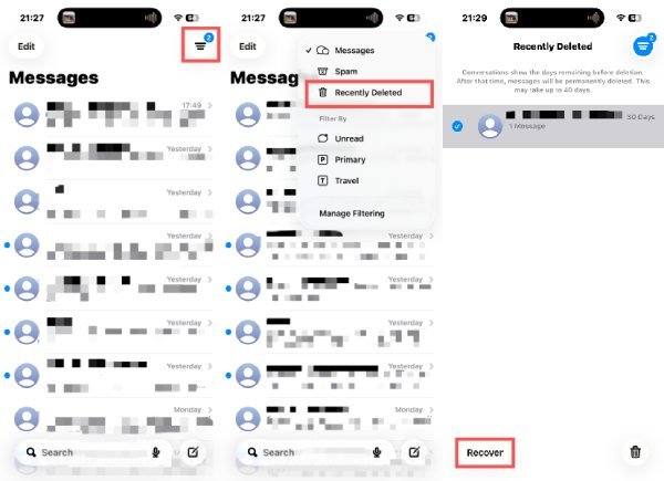 Recuperează șterse recent