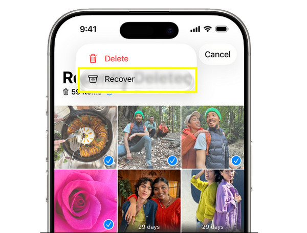 写真アプリで最近削除した写真を復元する
