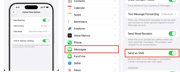 Comprobar la configuración de datos móviles y SMS