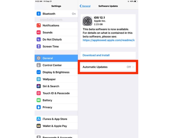 Actualización del sistema iOS