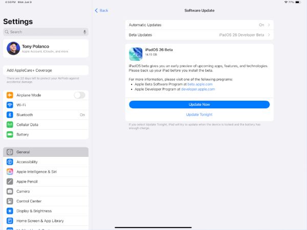 Uppdatera iPados