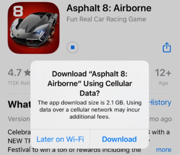 Wifi-nedladdning i appbutiken