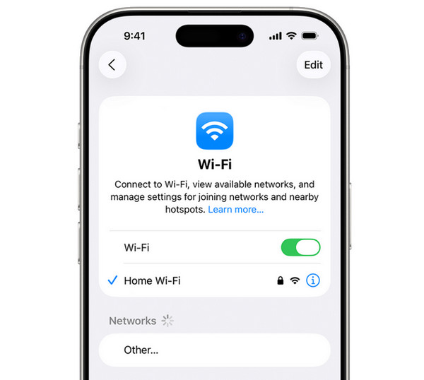 Włącz połączenie Wi-Fi lub komórkowe