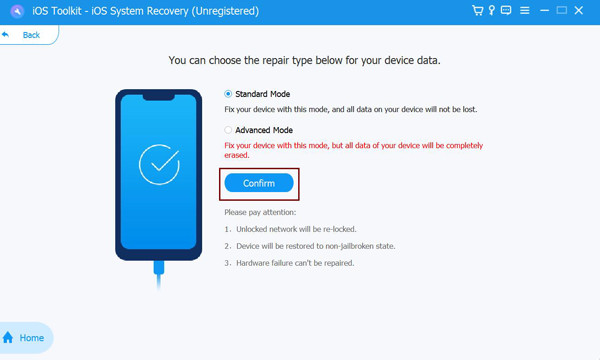 Bekreft å fikse iOS-systemet