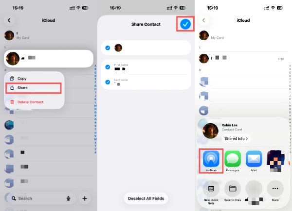 Synchronisation des contacts Airdrop
