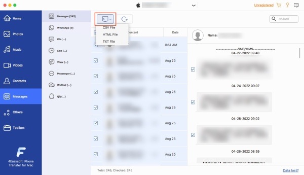 傳輸訊息 4Easysoft iPhone 傳輸