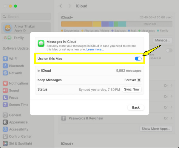 iPhoneからMacへiCloudメッセージを同期する