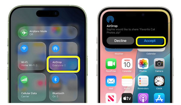 AirDrop을 사용하여 iPhone에서 iPhone으로 사진을 전송하세요.