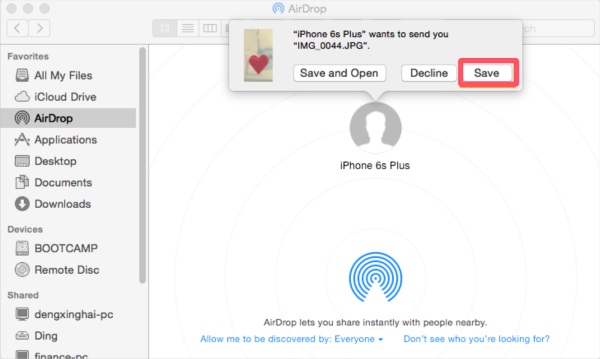 Airdrop Macを受け取る