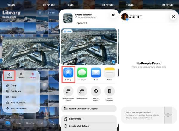 写真の共有 Airdrop