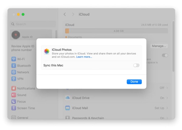 iCloud Mac と同期
