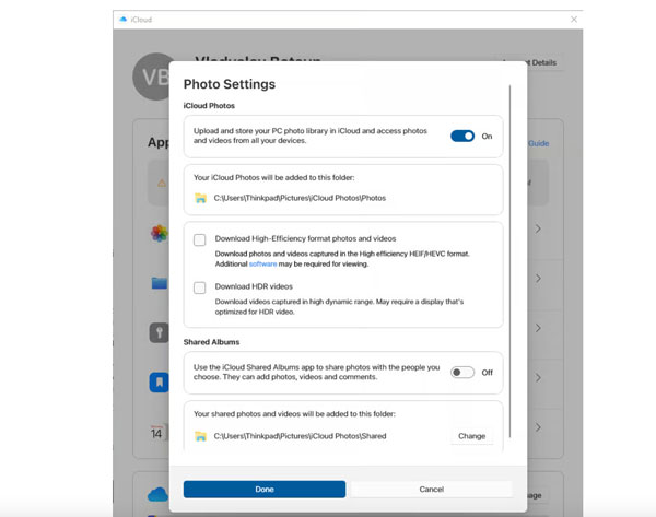 Transfira vídeos do iPhone para o PC com o iCloud Fotos.