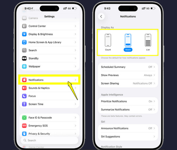 Meldingen op het vergrendelscherm op de iPhone wijzigen