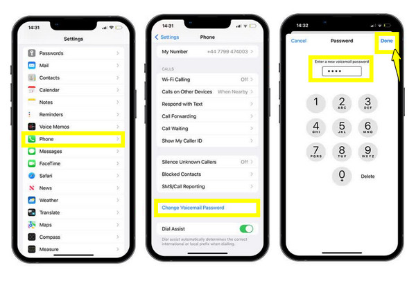 iPhoneの設定からボイスメールのパスワードをリセットする