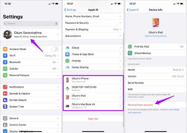 iPhone खाते से हटाएं