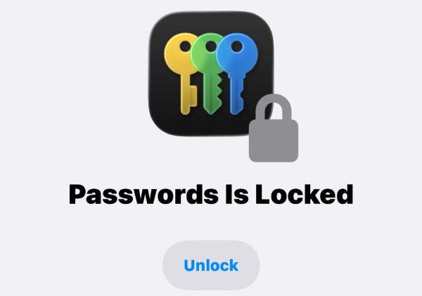 Wachtwoorden-app vergrendeld