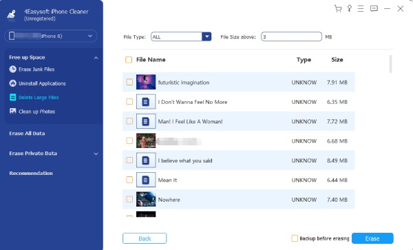 Erase Large Files