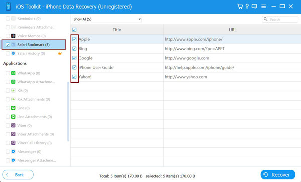 Choose The Desired Data To Recover