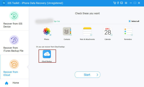 Choose the icloud Backup