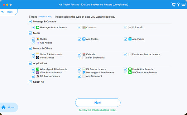 Backup the Desired Data