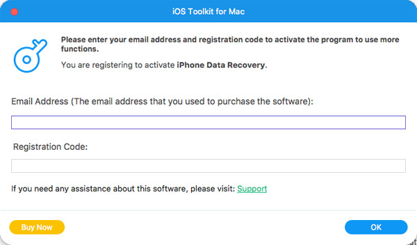 Zaregistrujte se pro obnovu dat iphone pro Mac