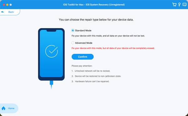 Dva režimy opravy systému ios