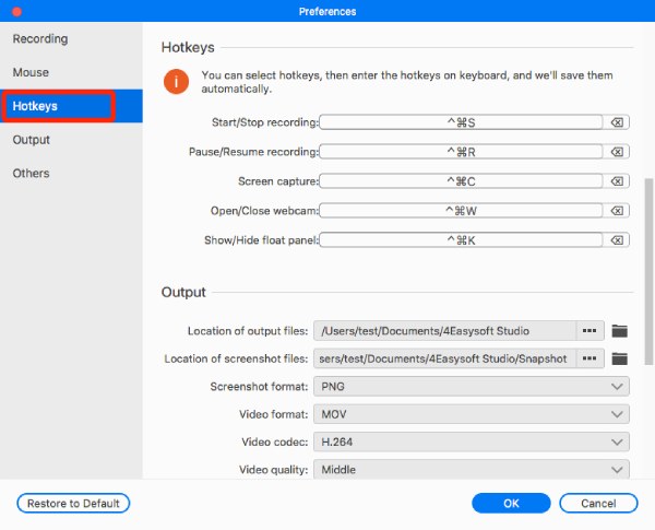 Hotkeys Settings for Mac