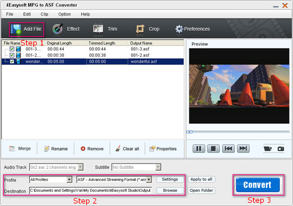 MPG to ASF Converter steps