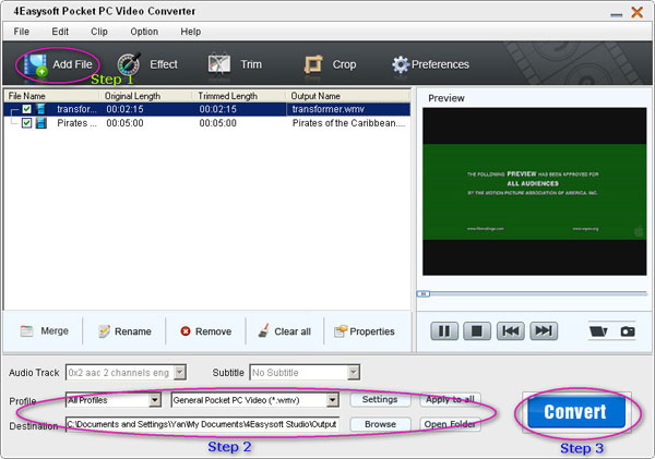 4Easysoft Pocket PC Video Converter Steps