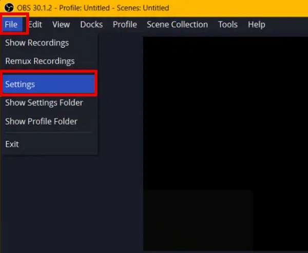 Click Files Select Settings