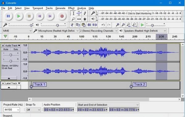 Miglior registratore audio: Audacity