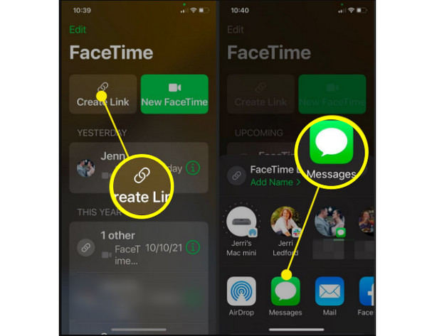 Create Link Facetime