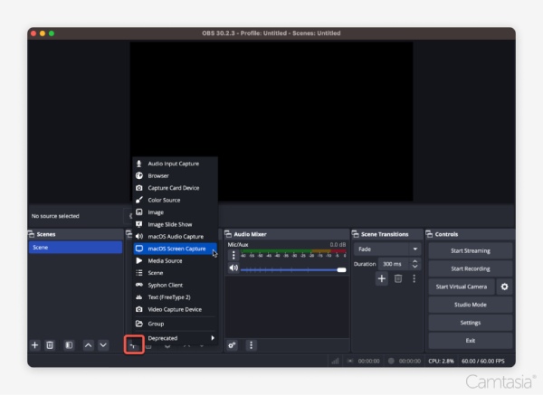 macOS スクリーンキャプチャ OBS